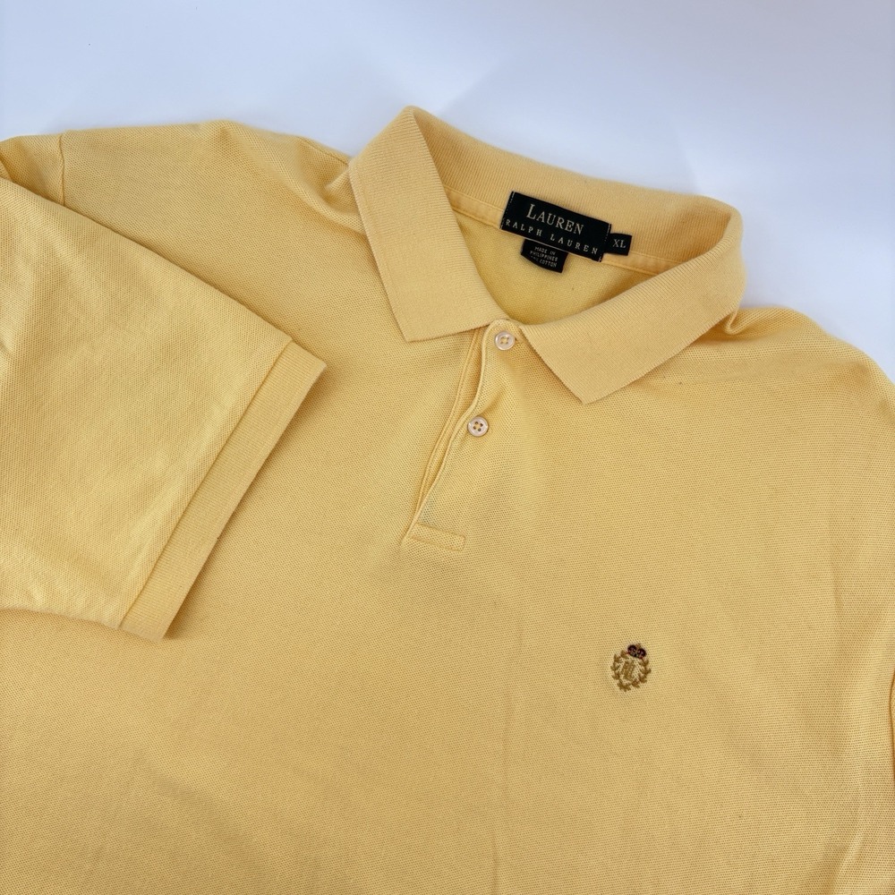 Lauren Ralph Lauren Mens XL Yellow Polo Shirt Crest Logo Cotton